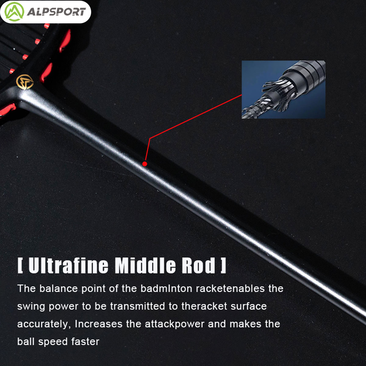 Alpsport MH-V5 5U 75g Ondulé O - Badminton Raket avis et prix
